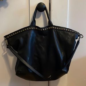Vera Pelle Studded Black Leather Crossbody